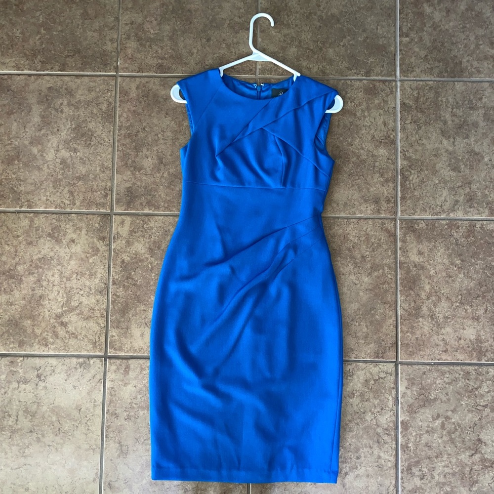 Adrianna Papell Blue Formal Fitted Midi Dress 2
